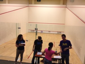 SquashBusters Lawrence Staff recognizing students for 2013-14 achievements.